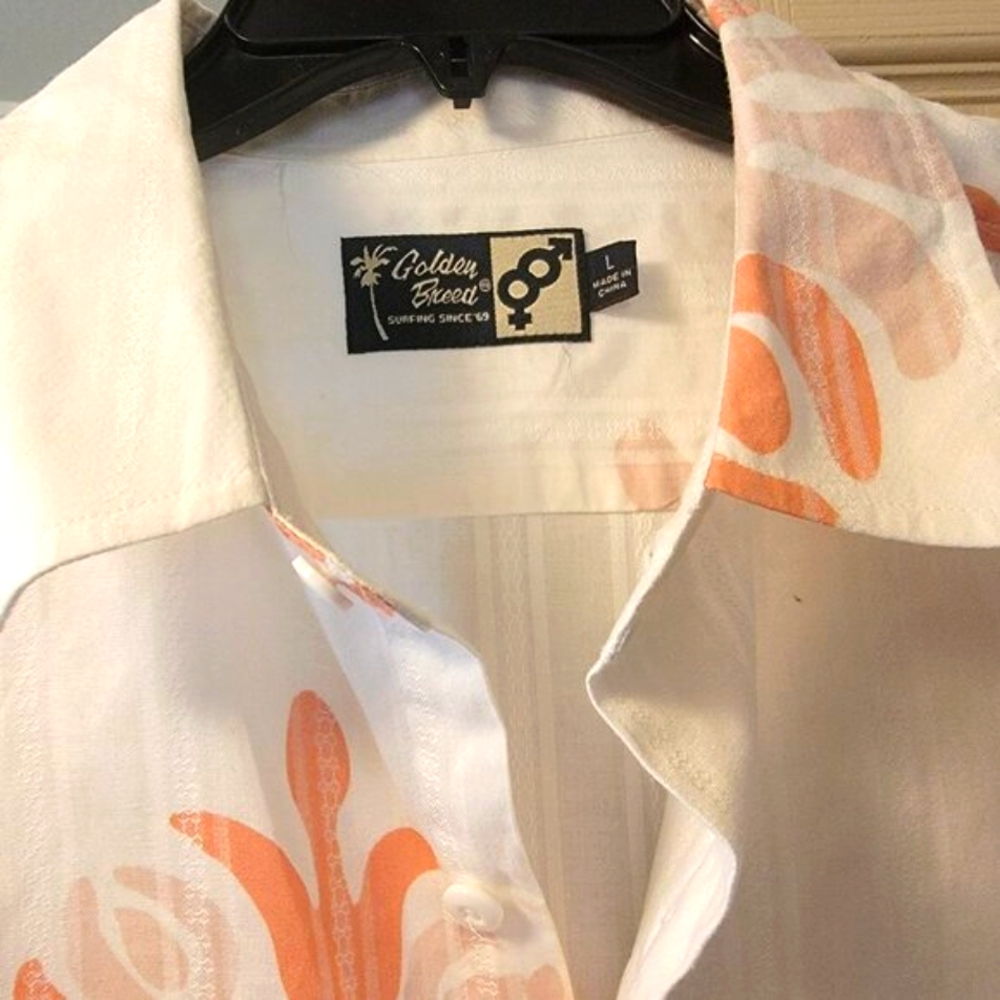 Authentic Golden Breed Men's Casual cotton button down beach surf style shirt L